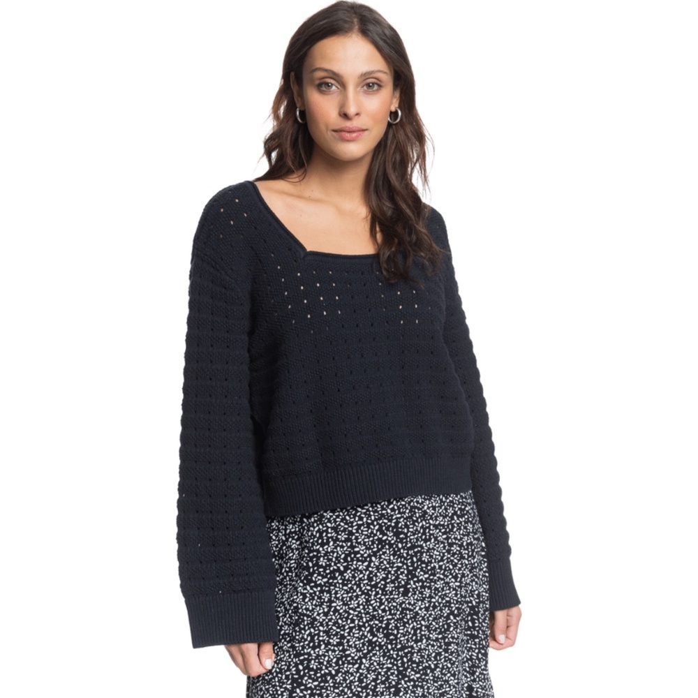 Roxy Womens Birdy Day Sweater Navy Medium NEW